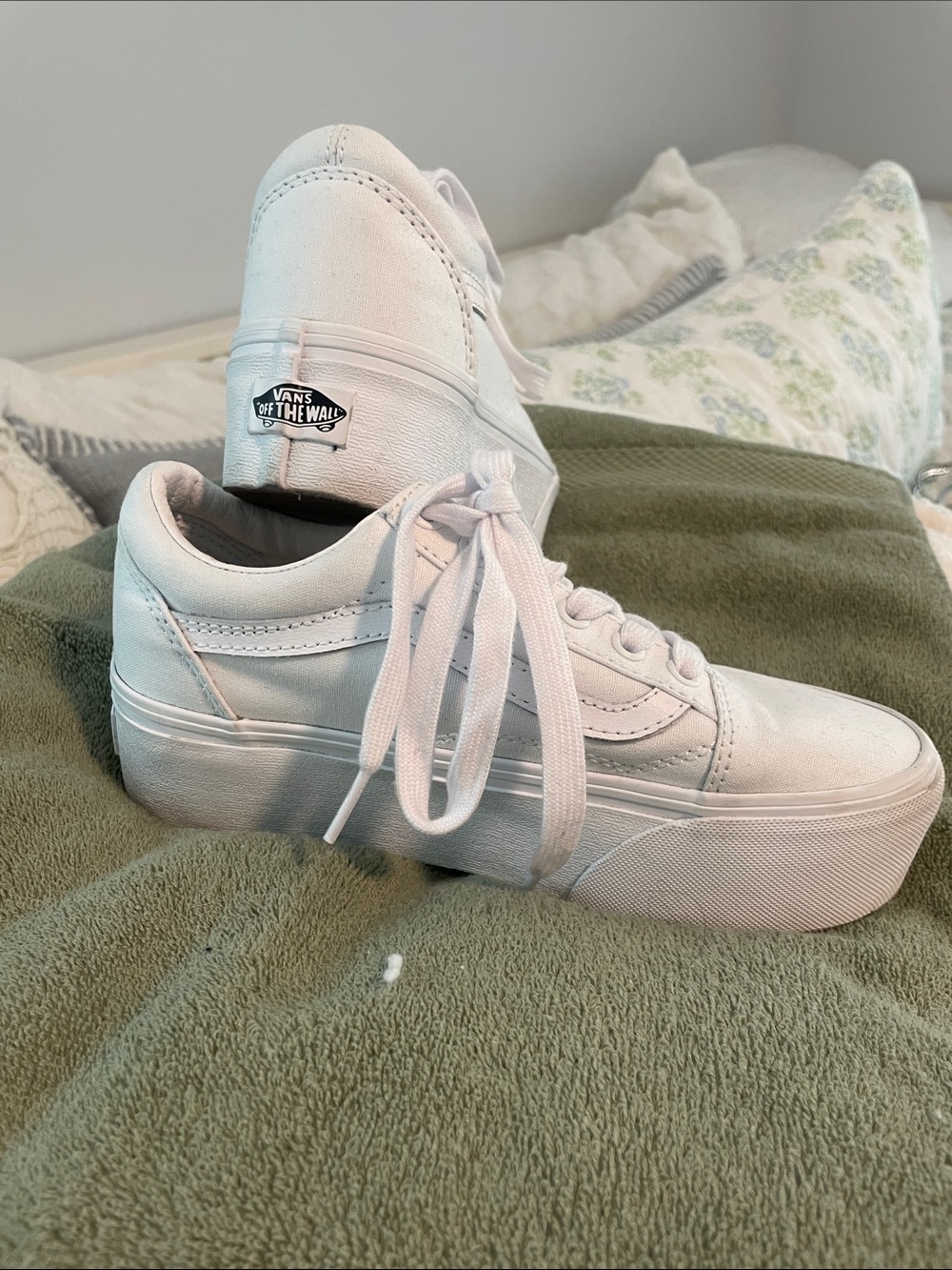 Vans Women's White Platform Old Skool Sneakers